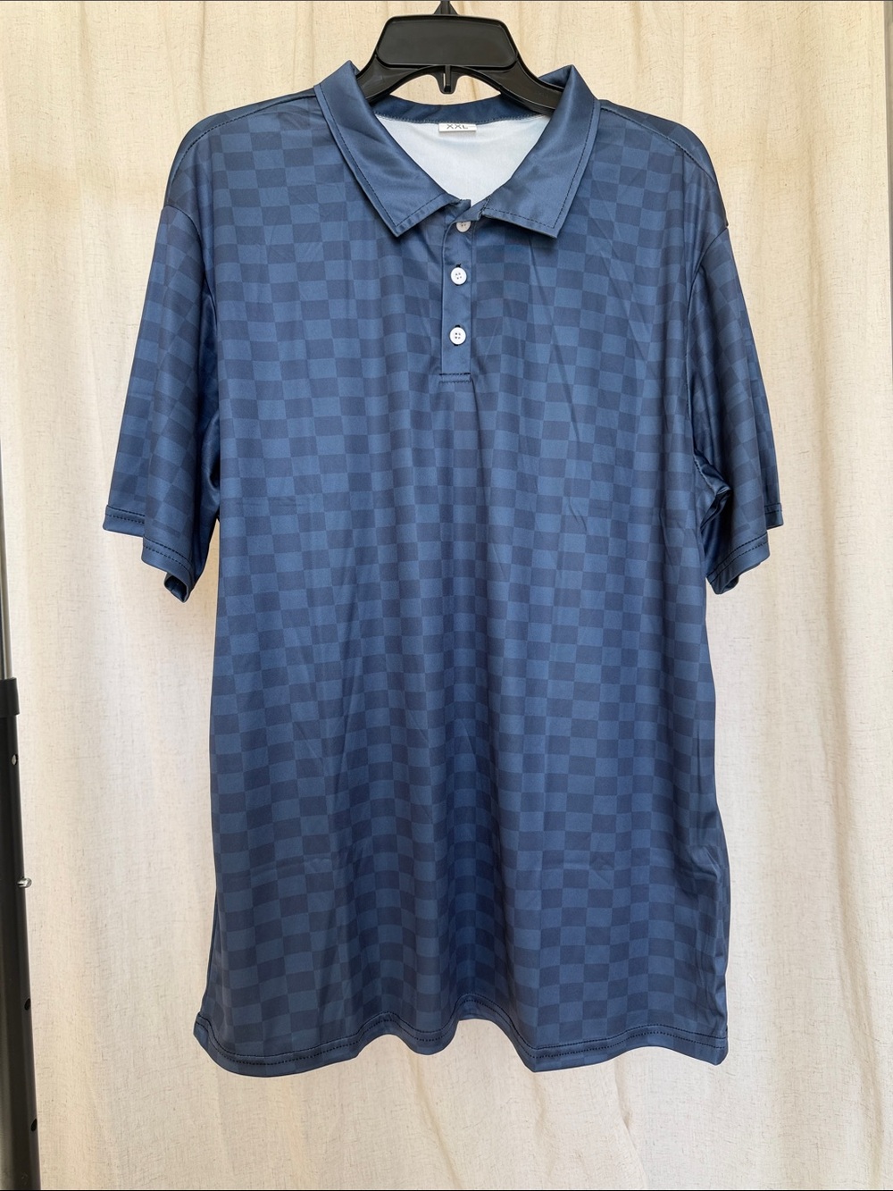 Men's Blue Check Polo Shirt